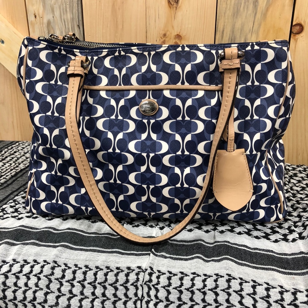 Authentic Coach Bag Navy Blue and White